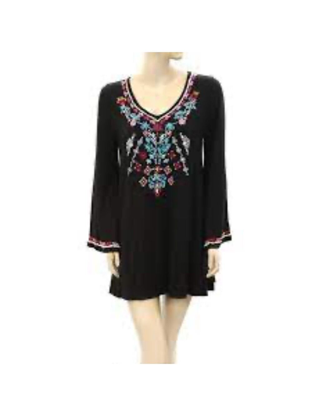 Caite Anthropologie Floral Embroidered Shift Mini Dress